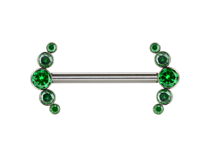 MAMILO TITÂNIO R/I CLUSTER 5 PEDRAS VERDE – 1.6 X 14MM