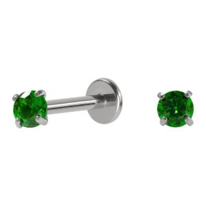 LABRET TITÂNIO R/I C/ ZIRCÔNIA VERDE - 1.2 X 8 X 2.5MM