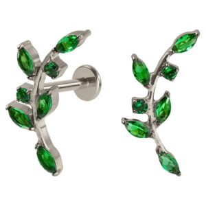 LABRET TITÂNIO R/I RAMO C/ ZIRCÔNIA VERDE