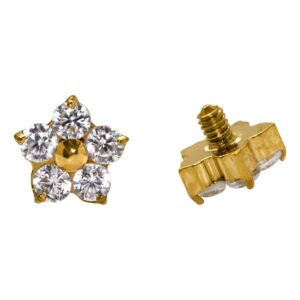 TOPO TITÂNIO PVD 1.2 (1.6MM) - FLOR C/ ZIRCÔNIA 4MM