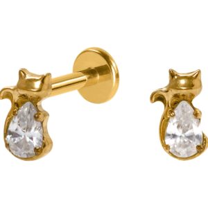 LABRET TITÂNIO PVD R/I GATINHO C/ ZIRCÔNIA