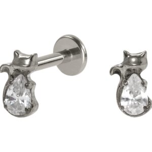 LABRET TITÂNIO R/I GATINHO C/ ZIRCÔNIA