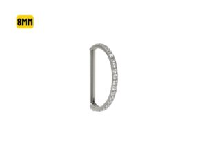 MEIA ARGOLA CLICKER AÇO INTEIRA CRAVEJADA – 8MM