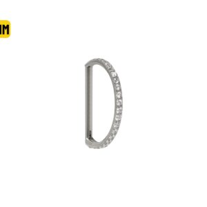MEIA ARGOLA CLICKER AÇO INTEIRA CRAVEJADA - 8MM