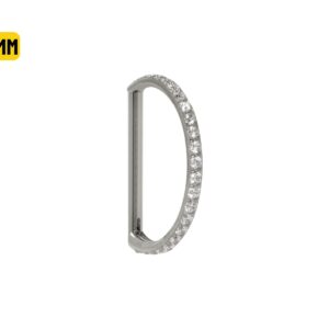 MEIA ARGOLA CLICKER AÇO INTEIRA CRAVEJADA - 10MM