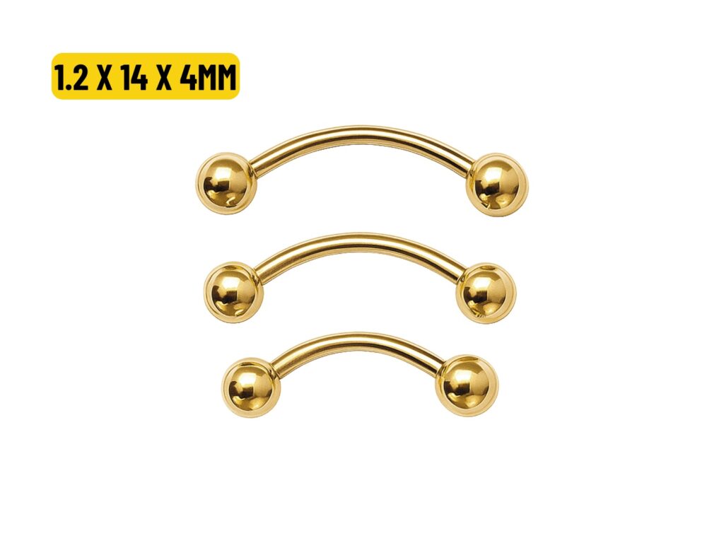 MICRO CURVO TITÂNIO PVD GOLD - 1.2 X 14 X 4MM