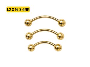 MICRO CURVO TITÂNIO PVD GOLD – 1.2 X 14 X 4MM