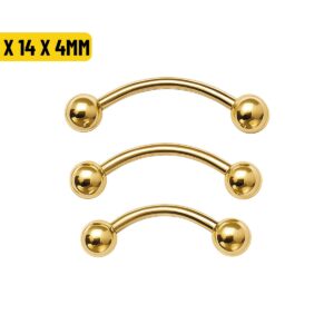 MICRO CURVO TITÂNIO PVD GOLD - 1.2 X 14 X 4MM