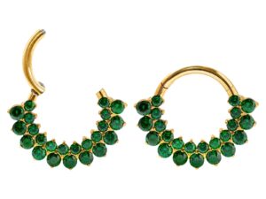 SEGMENTO CLICKER TITÂNIO PVD FRONTAL C/ ZIRCÔNIA VERDE