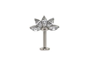 LABRET INVERTIDO TITÂNIO R/I 5 PÉTALAS C/ ZIRCÔNIA