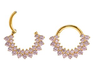SEGMENTO CLICKER TITÂNIO PVD FRONTAL C/ ZIRCÔNIA ROSA