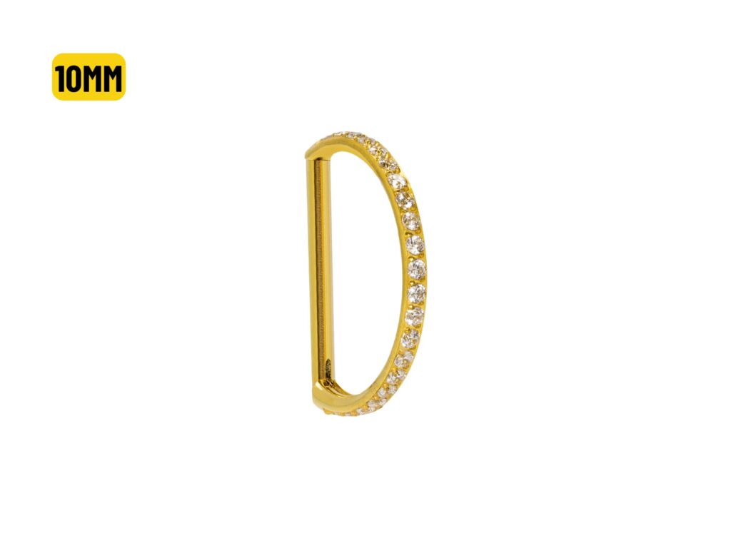 MEIA ARGOLA CLICKER AÇO PVD INTEIRA CRAVEJADA - 10MM