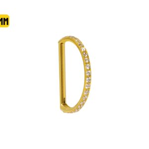 MEIA ARGOLA CLICKER AÇO PVD INTEIRA CRAVEJADA - 10MM