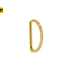 MEIA ARGOLA CLICKER AÇO PVD INTEIRA CRAVEJADA - 8MM