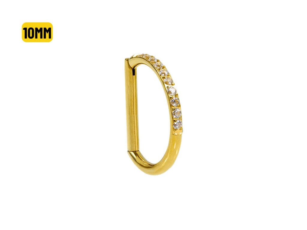MEIA ARGOLA CLICKER AÇO PVD METADE CRAVEJADA - 10MM