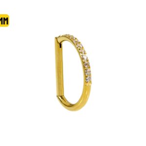 MEIA ARGOLA CLICKER AÇO PVD METADE CRAVEJADA - 10MM