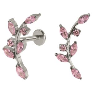 LABRET TITÂNIO R/I RAMO C/ ZIRCÔNIA ROSA