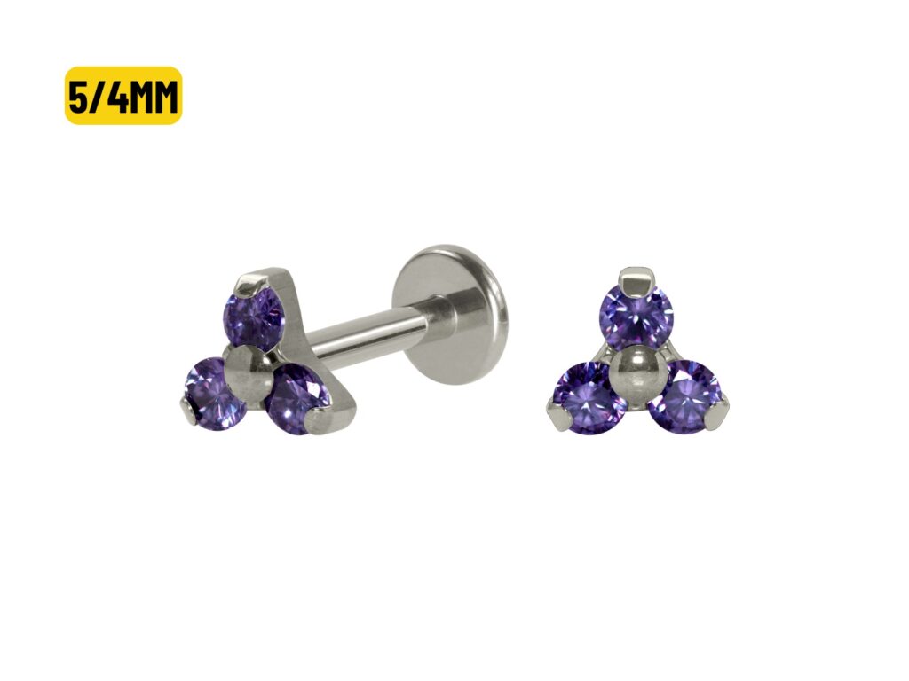 LABRET TITÂNIO R/I TRINITY C/ ZIRCÔNIA 5/4MM - LILÁS