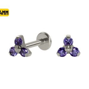 LABRET TITÂNIO R/I TRINITY C/ ZIRCÔNIA 5/4MM - LILÁS