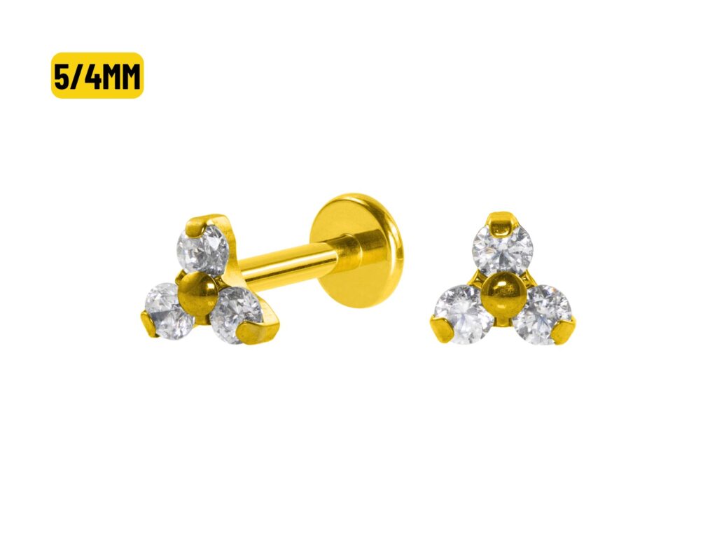 LABRET TITÂNIO PVD R/I TRINITY C/ ZIRCÔNIA 8 X 5/4MM