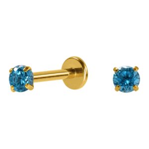 LABRET TITÂNIO PVD R/I C/ ZIRCÔNIA AZUL CLARO - 1.2 X 8 X 2.5MM