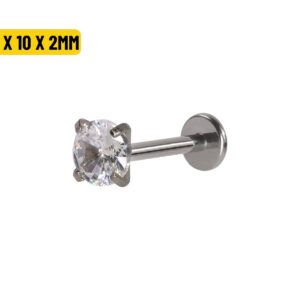 LABRET AÇO R/I C/ ZIRCÔNIA - 1.2 X 10 X 2MM