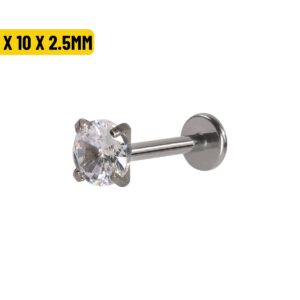 LABRET AÇO R/I C/ ZIRCÔNIA - 1.2 X 10 X 2.5MM