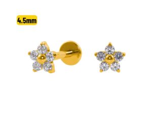 LABRET TITÂNIO PVD R/I FLOR C/ ZIRCÔNIA MÉDIA