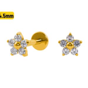 LABRET TITÂNIO PVD R/I FLOR C/ ZIRCÔNIA MÉDIA