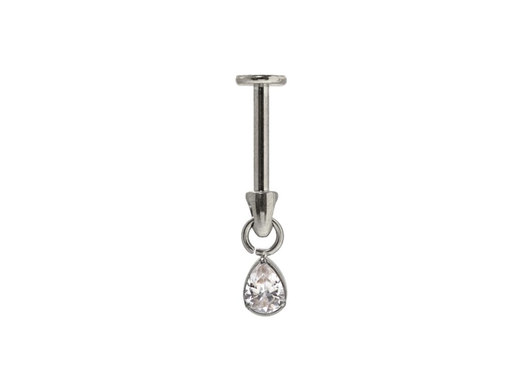 LABRET INVERTIDO TITÂNIO R/I GOTA C/ ZIRCÔNIA