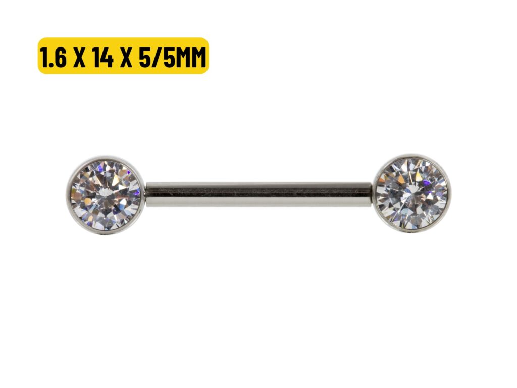 MAMILO TITÂNIO PUSH PIN FLAT C/ ZIRCÔNIA - 1.6 X 14 X 5/5MM
