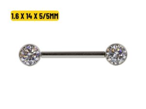 MAMILO TITÂNIO PUSH PIN FLAT C/ ZIRCÔNIA – 1.6 X 14 X 5/5MM