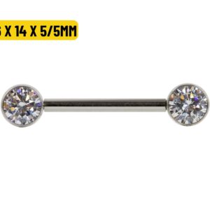 MAMILO TITÂNIO PUSH PIN FLAT C/ ZIRCÔNIA - 1.6 X 14 X 5/5MM