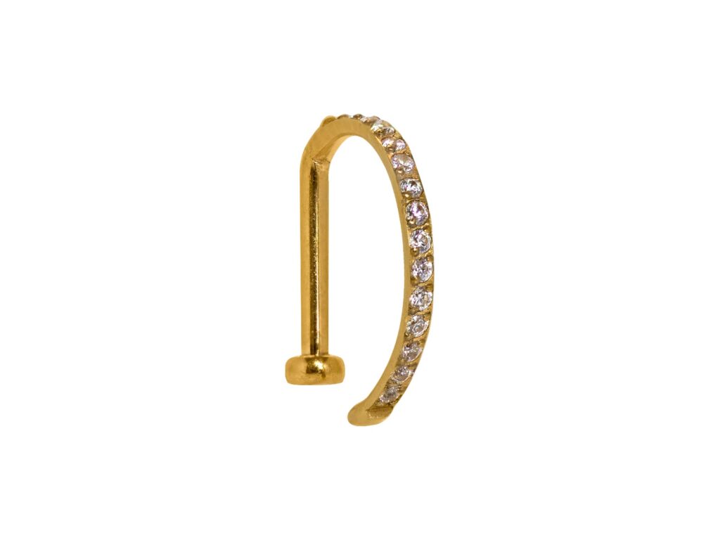 NOSTRIL ARGOLA TITÂNIO PVD OPEN D CRAVEJADA - 1.0 X 8MM