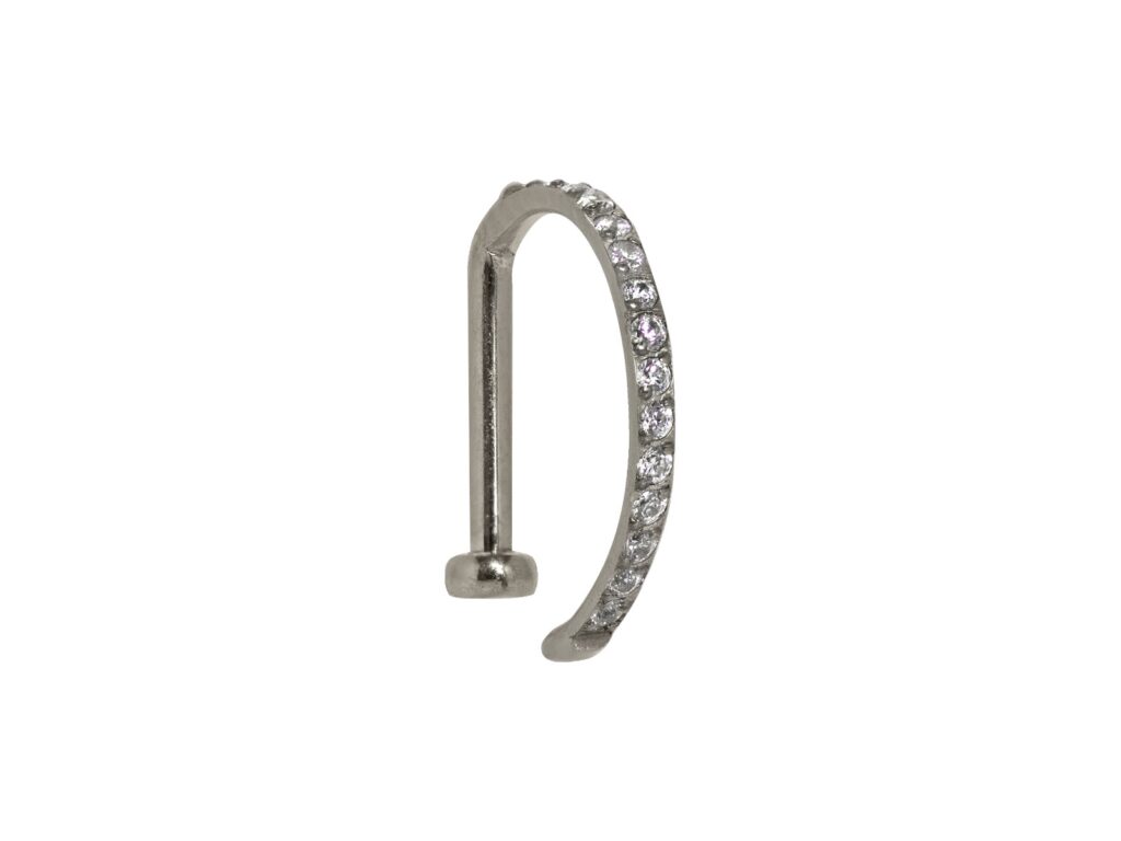 NOSTRIL ARGOLA TITÂNIO OPEN D CRAVEJADA - 1.0 X 8MM