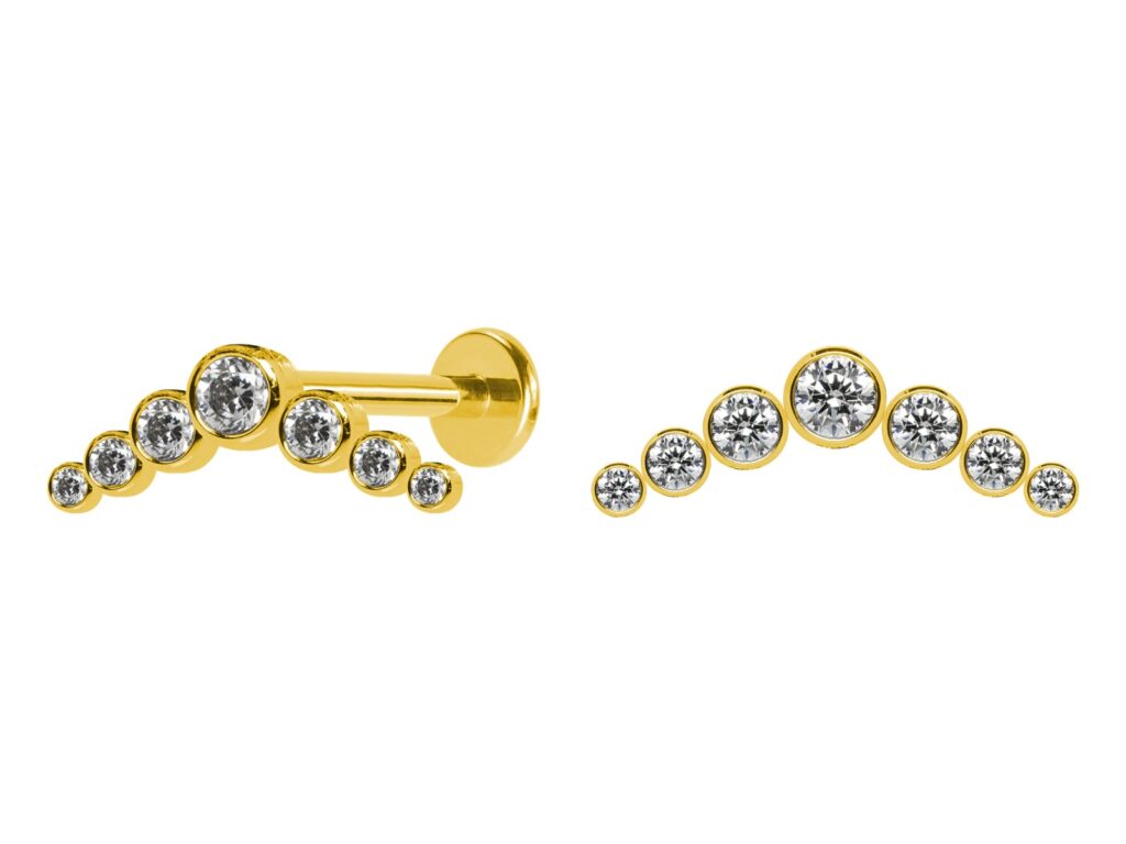 LABRET AÇO PVD R/I CLUSTER 7 PEDRAS