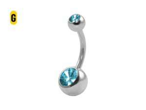 BANANA BELL AÇO C/ STRASS 2 PEDRAS AZUL TURQUESA – G