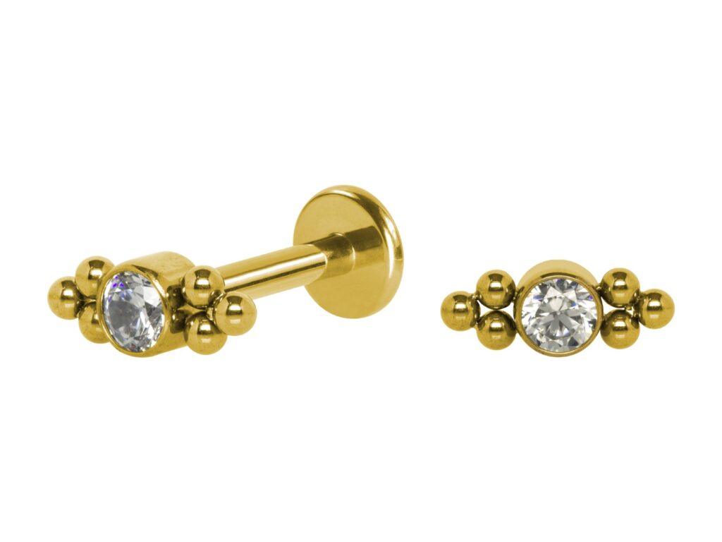 LABRET AÇO PVD R/I INDIANO C/ ZIRCÔNIA