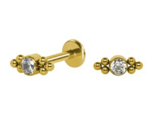 LABRET AÇO PVD R/I INDIANO C/ ZIRCÔNIA