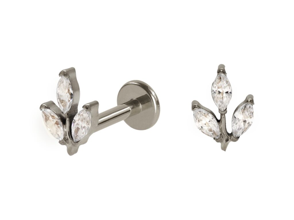 LABRET TITÂNIO R/I FOLHA C/ ZIRCÔNIA