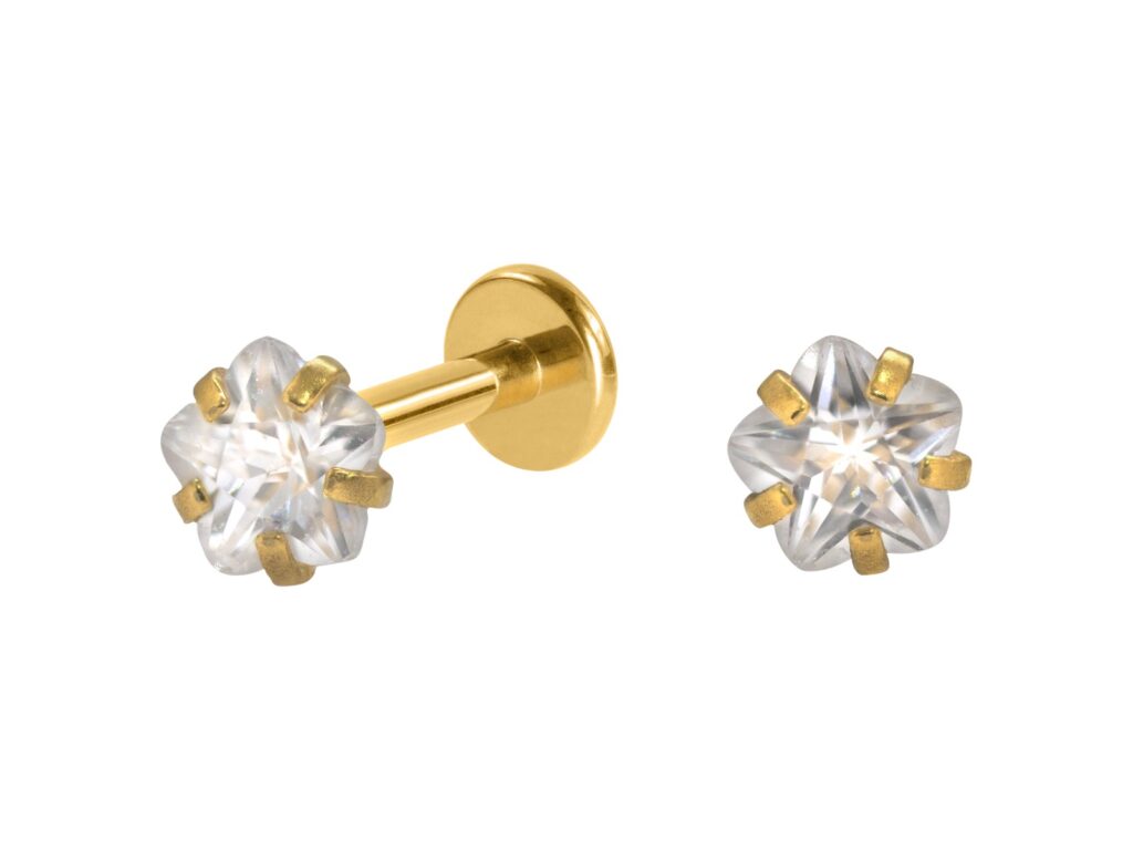 LABRET AÇO PVD R/I ESTRELA C/ ZIRCÔNIA - 4MM