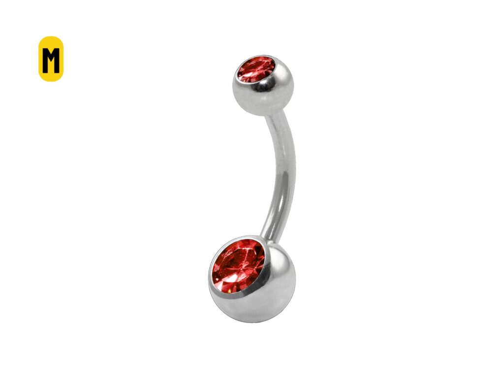 BANANA BELL AÇO C/ STRASS 2 PEDRAS VERMELHO - M