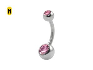 BANANA BELL AÇO C/ STRASS 2 PEDRAS ROSA CLARO – M