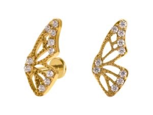 LABRET TITÂNIO PVD R/I ASA DE BORBOLETA C/ ZIRCÔNIA – L.E