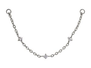CORRENTE AVULSA TITÂNIO C/ 3 ZIRCÔNIA – 70MM