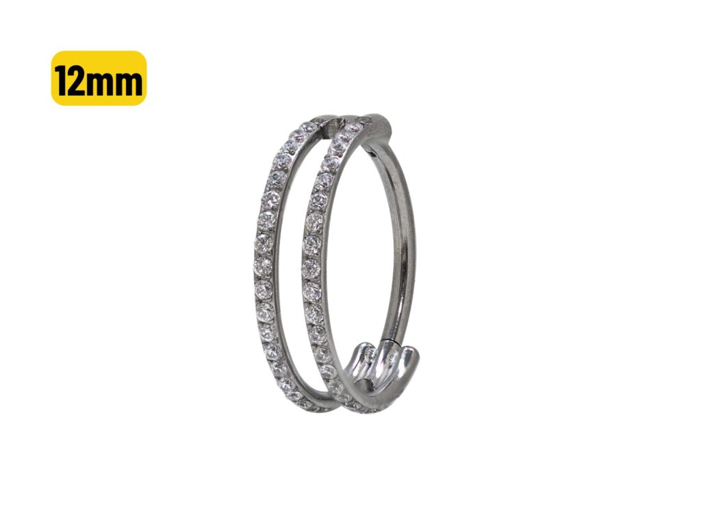 SEGMENTO CLICKER TITÂNIO 2 FILEIRAS C/ ZIRCÔNIA - 12MM
