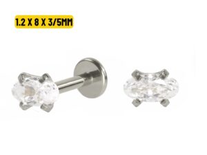 LABRET AÇO R/I C/ ZIRCÔNIA OVAL – 1.2 X 8 X 3/5MM