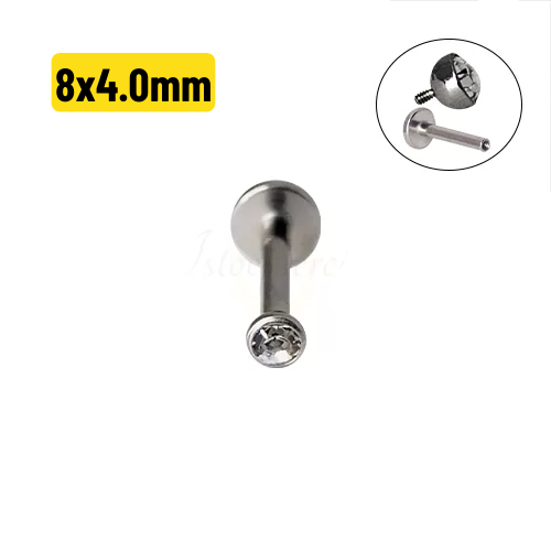 LABRET AÇO R/ INTERNA CRAV. INGLESA - 1.2 X 8 X 4MM