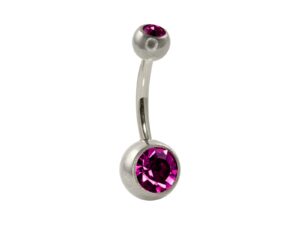 BANANA BELL TITÂNIO C/ STRASS 2 PEDRAS ROXO – G