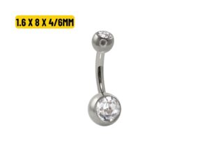 BANANA BELL TITÂNIO R/I C/ STRASS 2 PEDRAS – 1.6 X 8 X 4/6MM